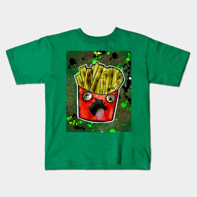 Zombie French Fries Kids T-Shirt by CassiesArt